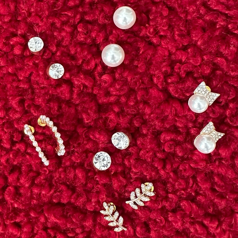 Nicole Miller New York Occasion Zirconia & Pearl Stud Earring Lot NWOT